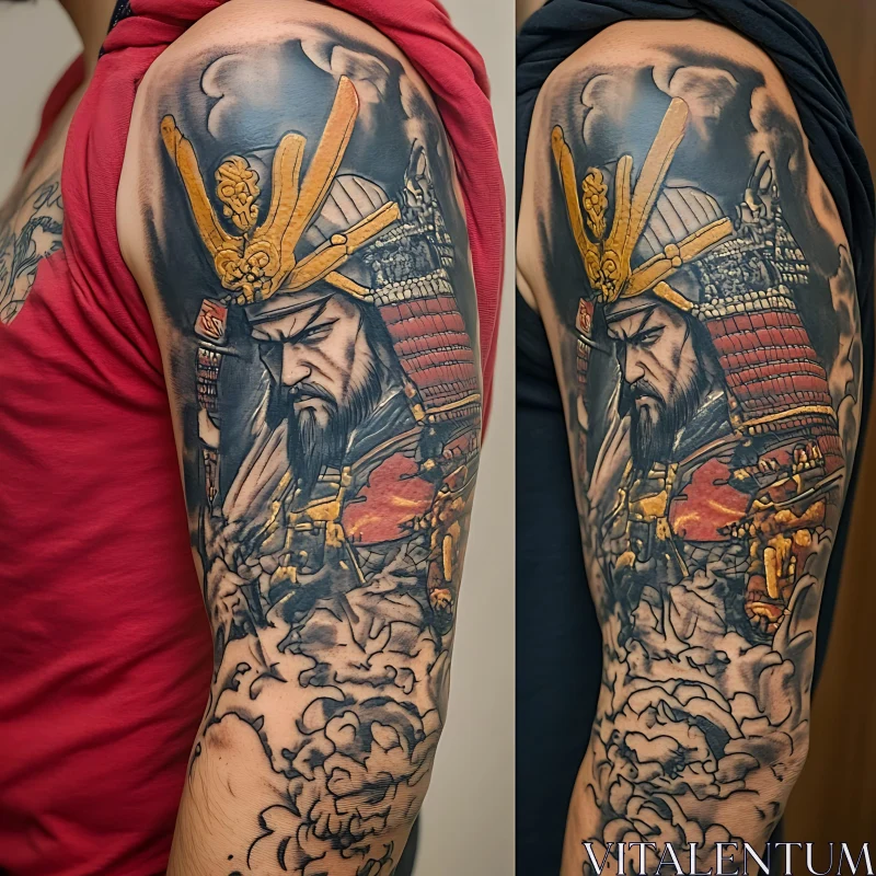 Detailed Samurai Warrior Arm Tattoo AI Image