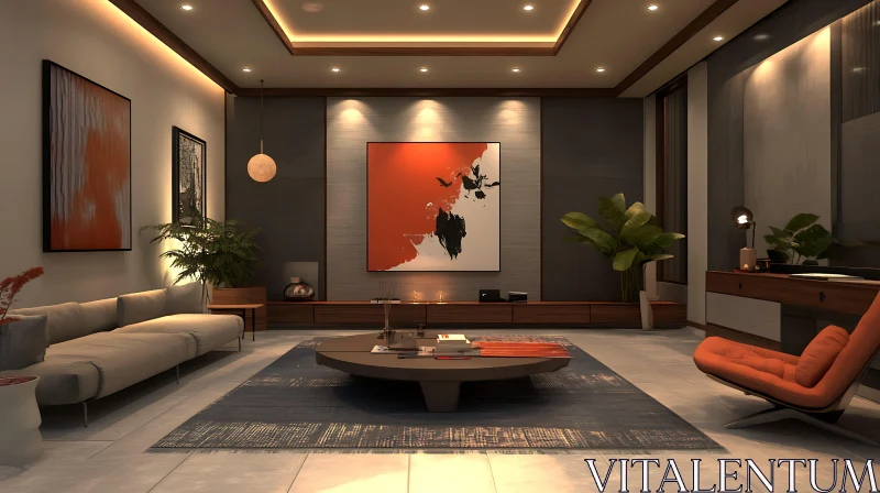 Contemporary Living Space with Artistic Accents AI Image