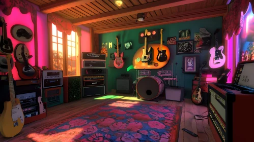 Cozy Music Room with Instruments