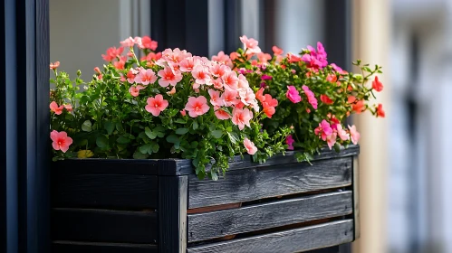 Petunias in a Window Box