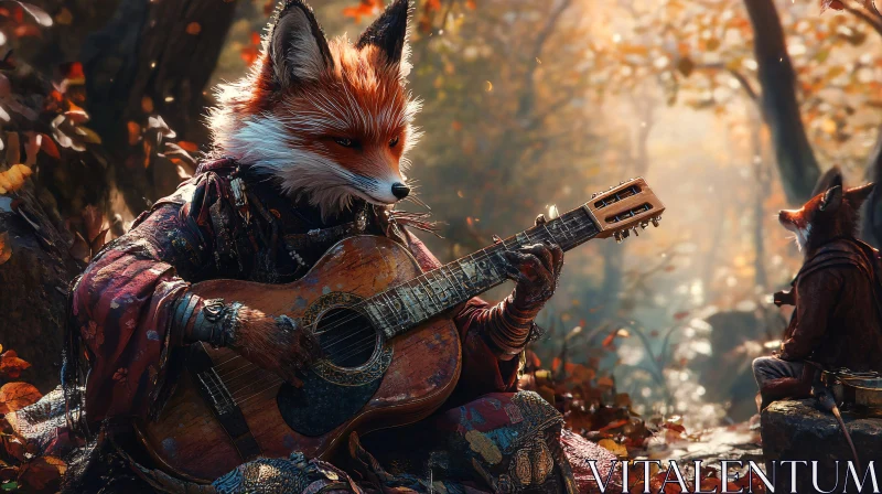 Forest Musicians: A Fox's Ballad AI Image