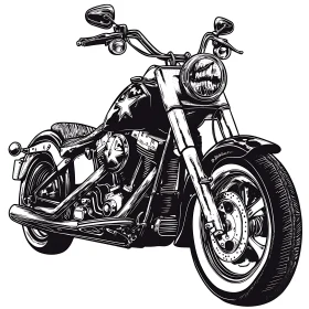Monochrome Motorcycle Artwork Vintage Transport