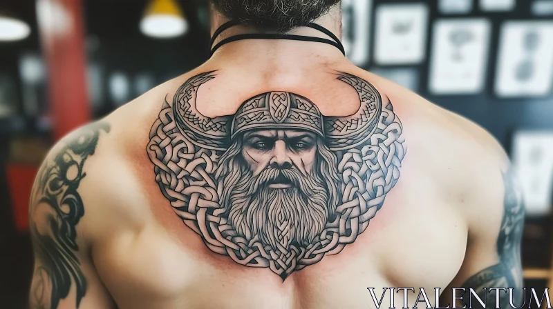 Detailed Viking Tattoo with Celtic Designs AI Image