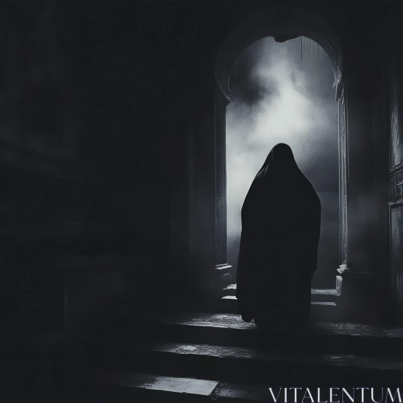 AI ART Mysterious Figure in Monochrome Setting