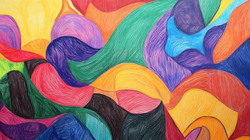 Colorful Curved Abstract Composition