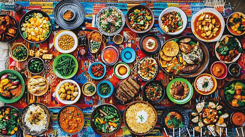 Overhead View of Colorful Dishes AI Image