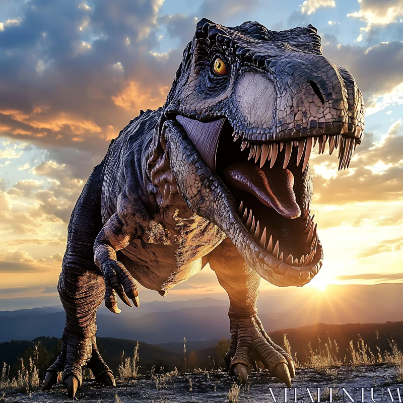 T-Rex Portrait in Golden Hour AI Image