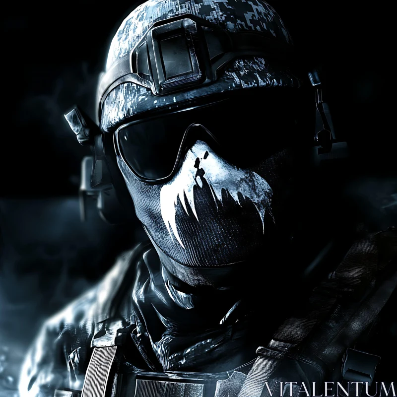 AI ART Skull Masked Soldier Close Up