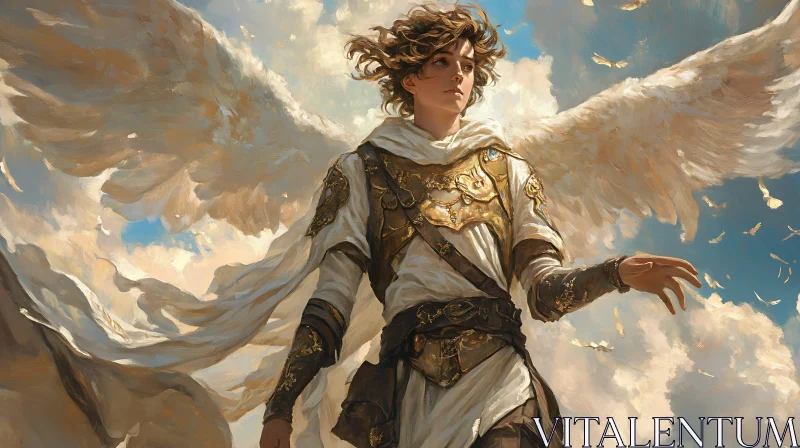 AI ART Winged Warrior: Angel in the Sky