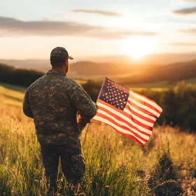 American Pride: Soldier at Sunset