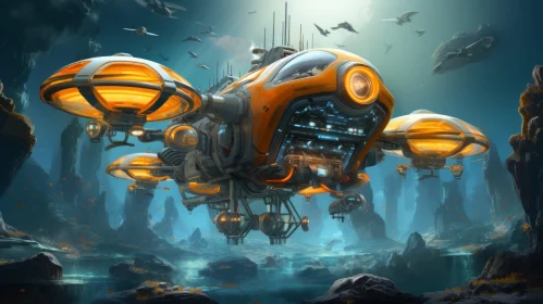 Futuristic Spaceship: A Journey through Land, Sea, and Space
