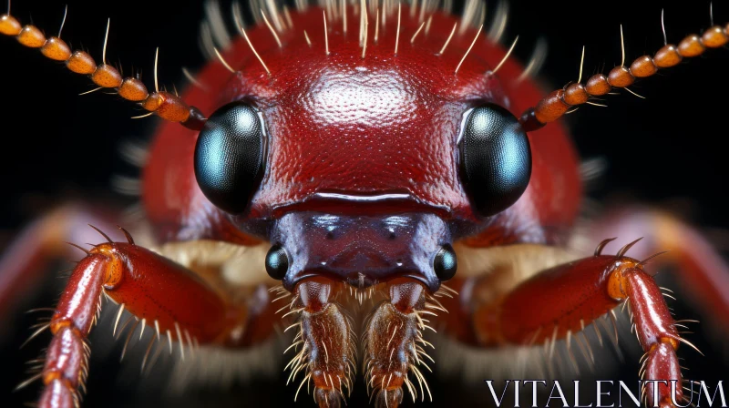 AI ART Intricate Close-Up of Maroon and Crimson Insect