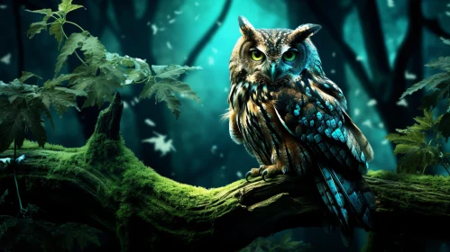 Mystical Forest Owl Wallpaper - A Blend of Realism and Fantasy
