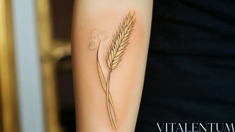 Elegant Wheat Tattoo on Arm AI Image