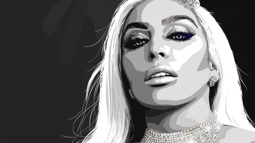 Monochromatic Glamour: Lady Gaga Illustration