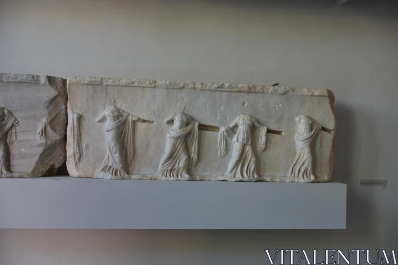 Historical Marble Relief with Classical Figures Free Stock Photo