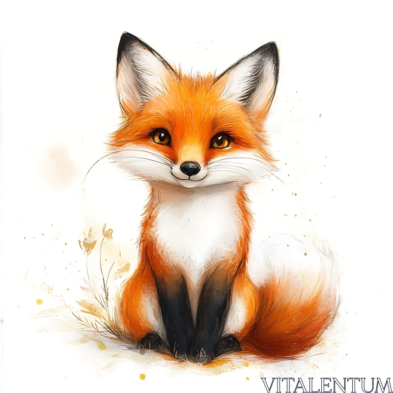 Watercolor Fox Portrait AI Image