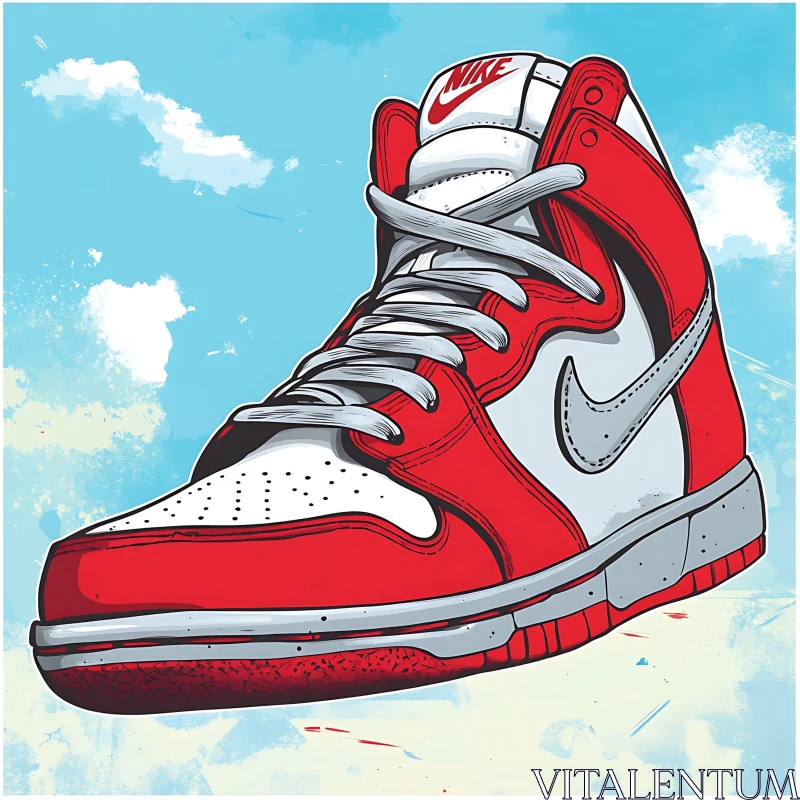 AI ART Red and White Sneaker Art