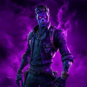 Mysterious Skull Character in Purple Smoke