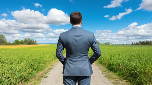 Man in Suit on Path