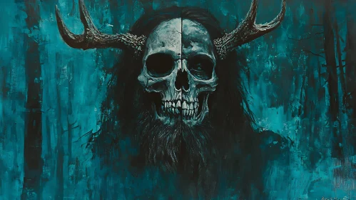 Mystic Skull with Antlers Painting