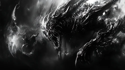 Monochrome Monster Art: A Creature of Darkness