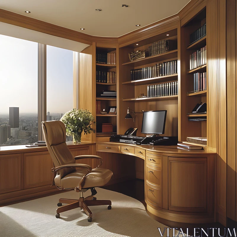 AI ART Wood Home Office Interior Design