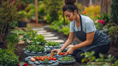 Urban Gardener with Tomatoes