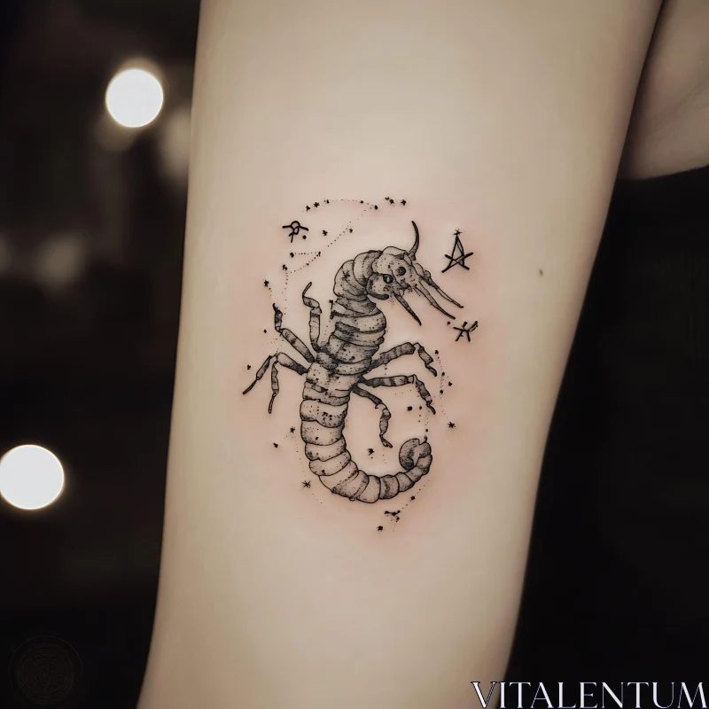 Intricate Scorpion Tattoo Design AI Image