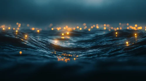 Magical Ocean Waves at Night with Glowing Lights