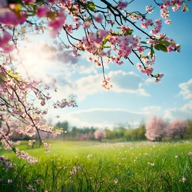 Blossoming Spring Meadow Landscape