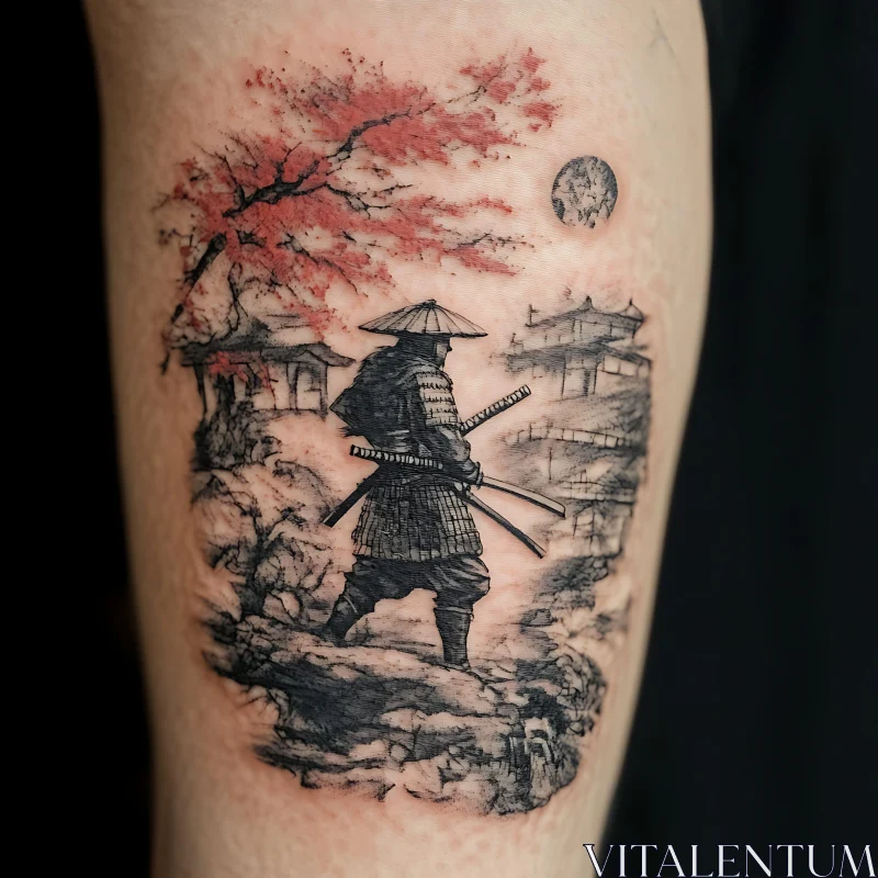 Japanese Samurai Tattoo Art AI Image