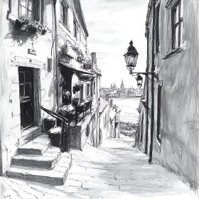Monochrome Cityscape Sketch