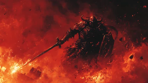 Hellish Knight Amidst Inferno