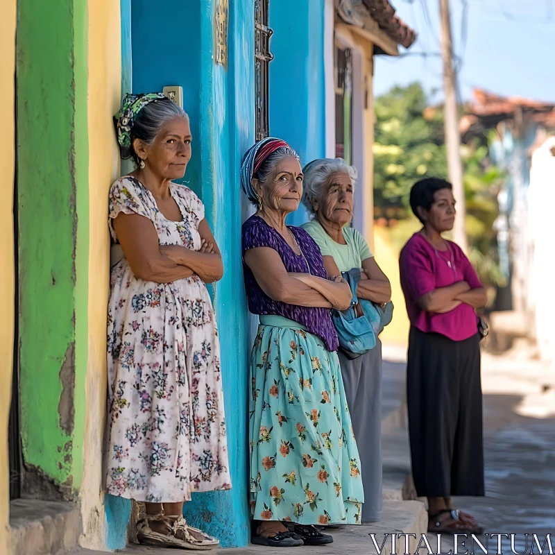 Colorful street with women portrait AI Image