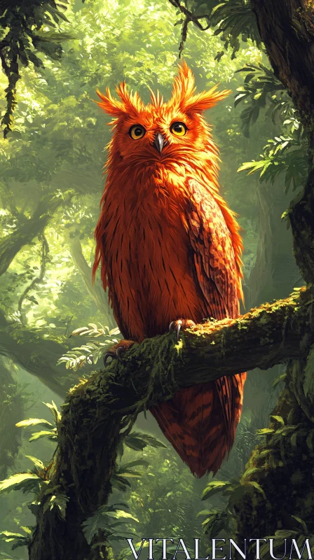 Bright Owl Amongst Greenery AI Image