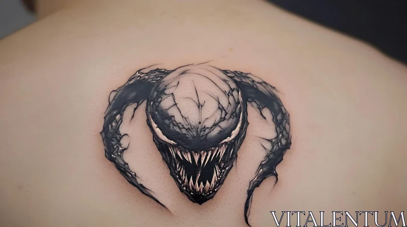 Intense Monster Tattoo Design on Back AI Image