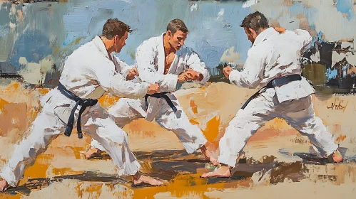 Martial Arts Sparring in Abstract Setting