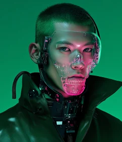 Neon Masked Cyborg Portrait