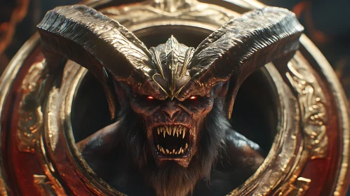 Menacing Demon with Horns and Sharp Teeth