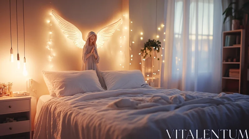 Angelic Serenity in Bedroom AI Image