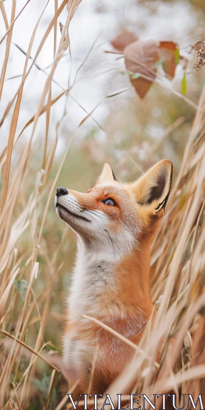 Autumn Fox Gazing Upward AI Image