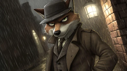 Anthropomorphic Fox in Trench Coat