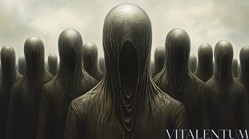 Silent Procession of the Faceless Entities AI Image