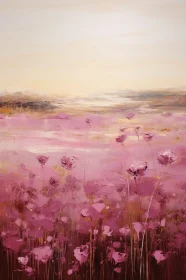 Pink Flower Field Oil Painting