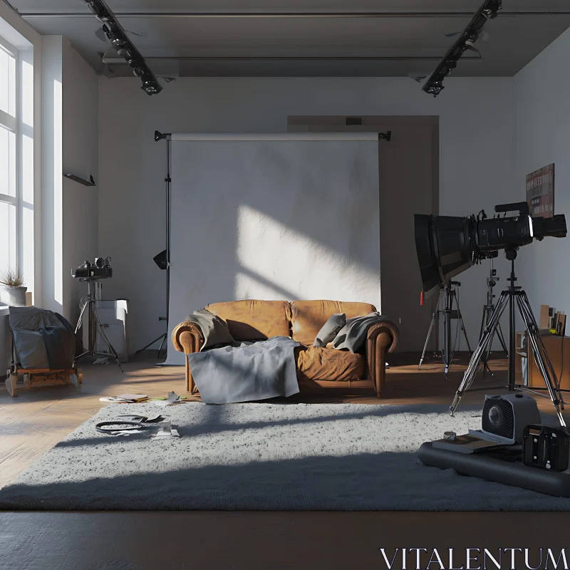 AI ART Photography Studio with Vintage Couch