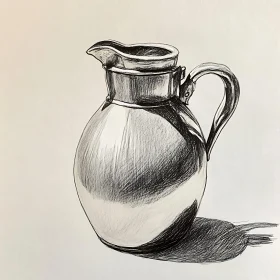 Intricate Jug Drawing with Detailed Shading