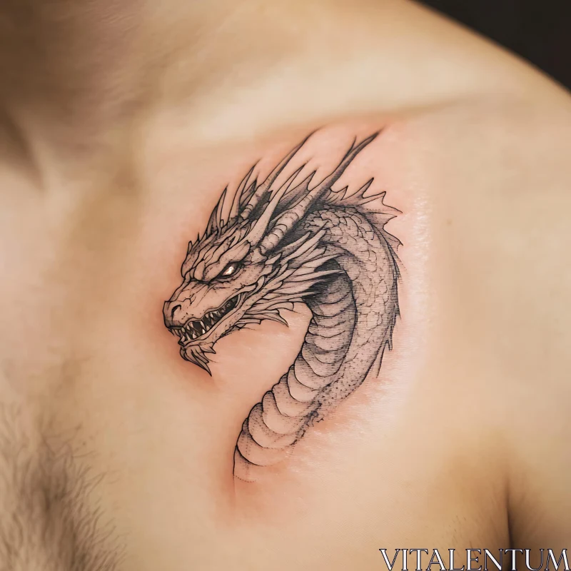 Intricate Dragon Tattoo on Shoulder AI Image