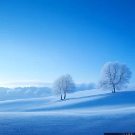 Serene Winter Scene with Blue Sky