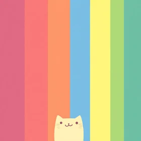 Colorful Stripes with Cartoon Cat